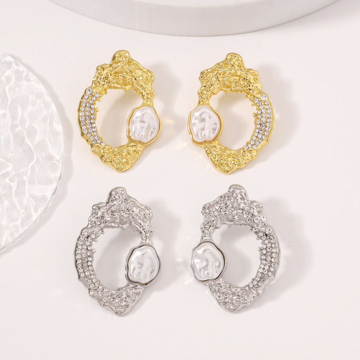 Women'S Fashion E Commerce - Brincos femininos de pérola com diamantes