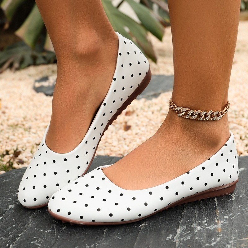 Women'S Fashion Walking Shoes - Sapatilhas Femininas Brancas com Poás, Bico