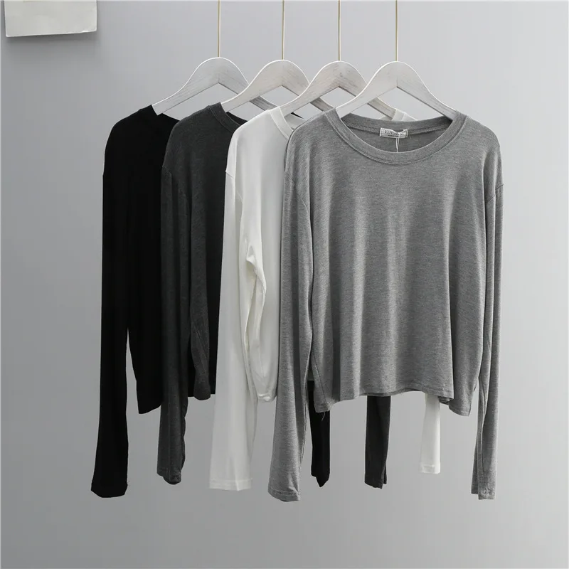 Women'S Fashion Tops - Camiseta de Manga Longa em Mistura