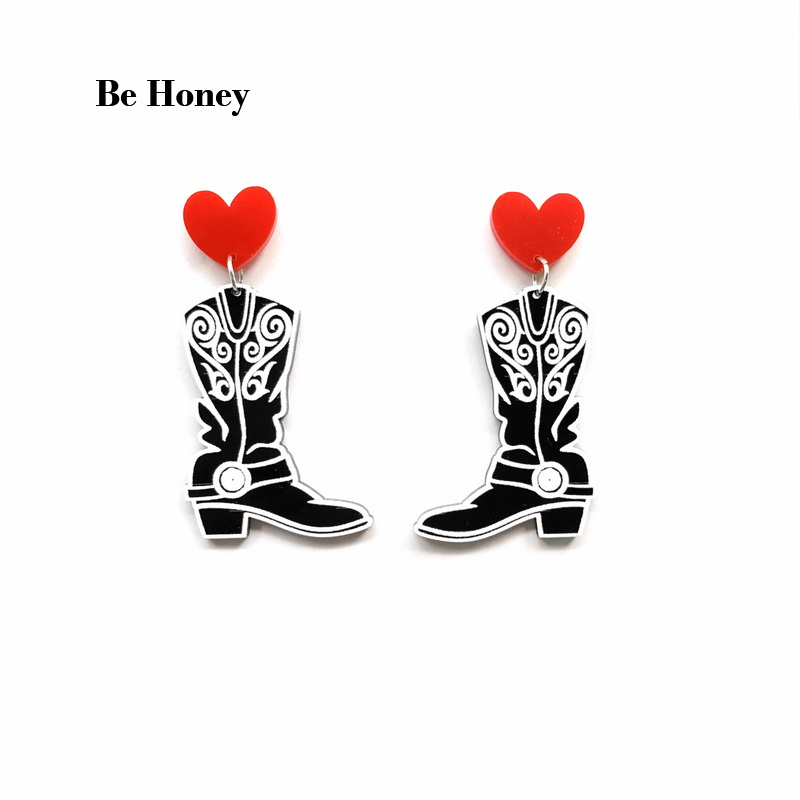 Women'S Fashion Wild West - Botas pretas de cowboy com padrão