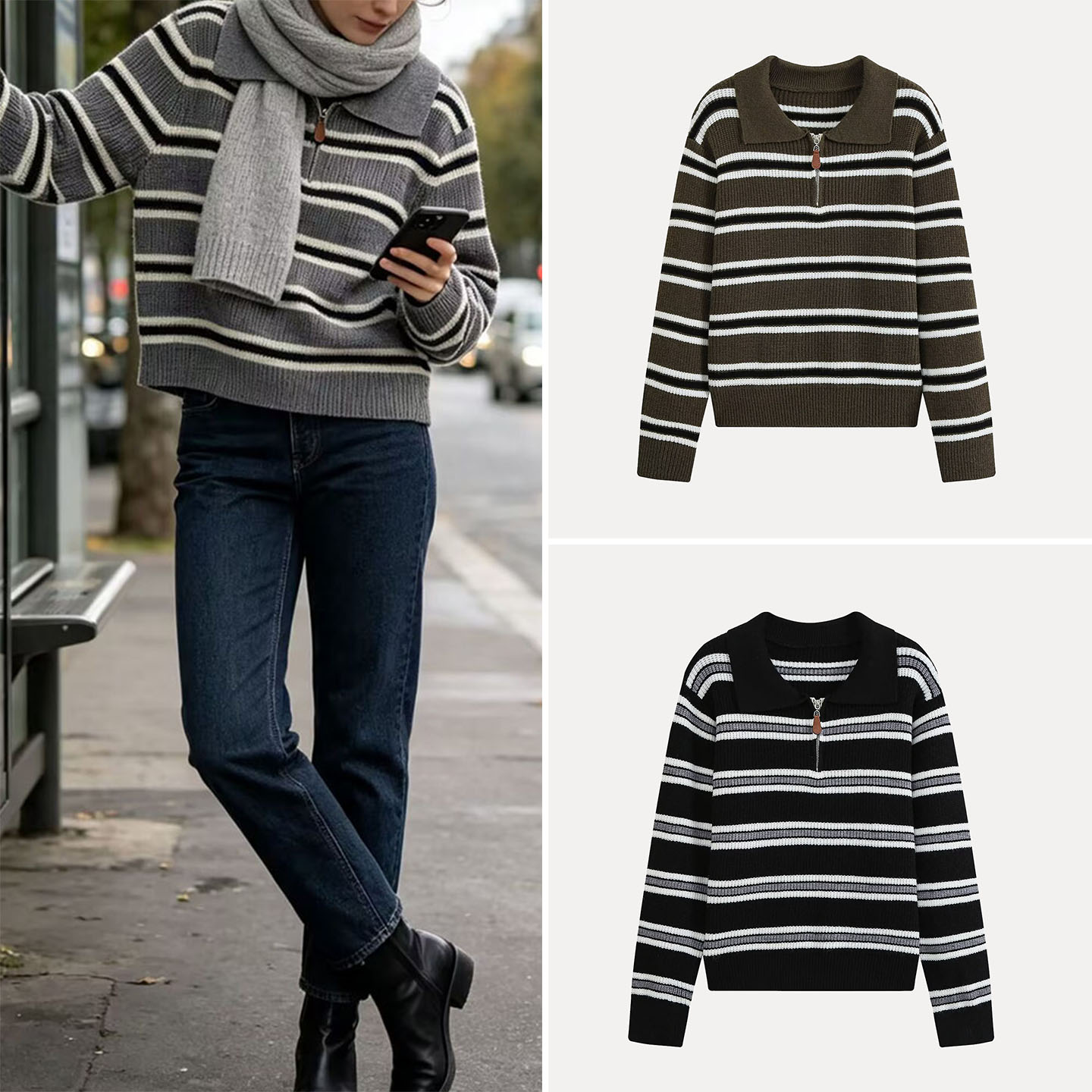 Women'S Fashion E Commerce - Camisa de Malha Elegante de Manga