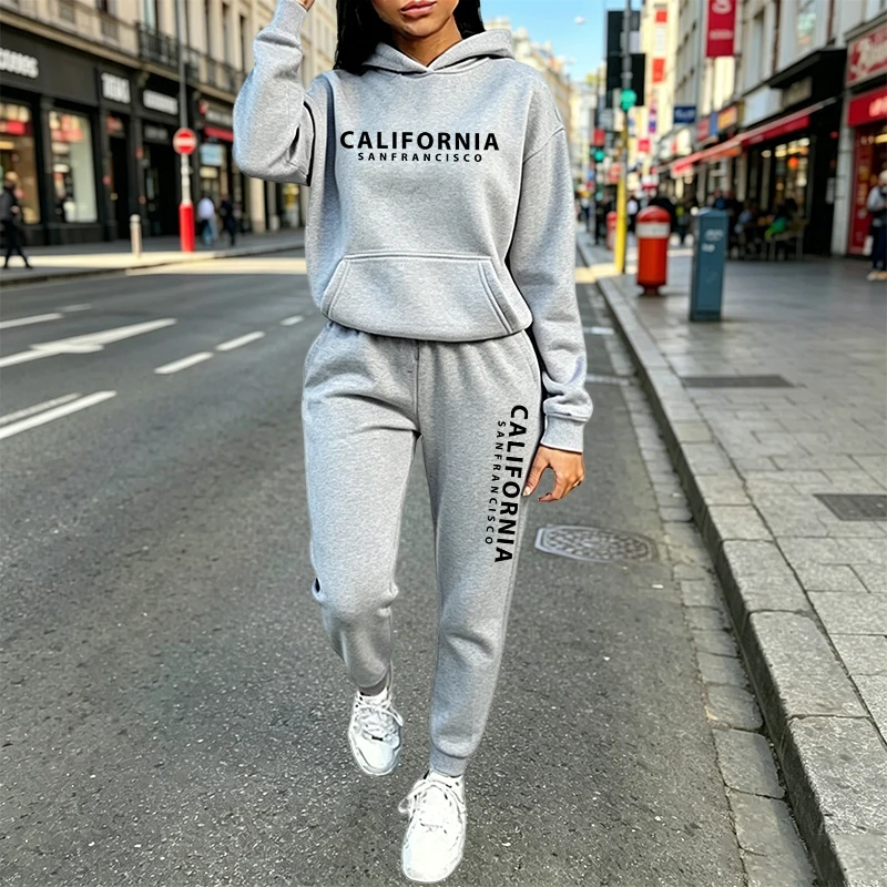 Women Fashion Outfits - Conjunto de Moletom Casual Urbano com