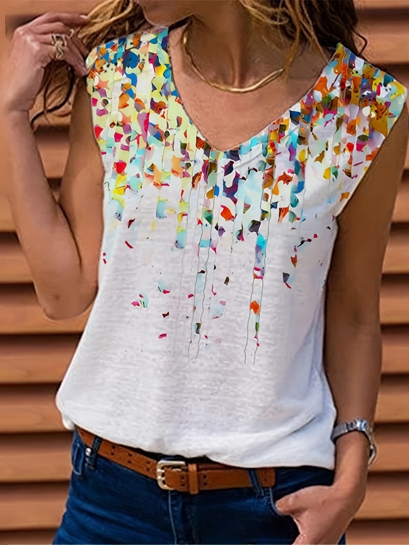 Women'S Fashion Vest Tops - Flor com decote em v feminino