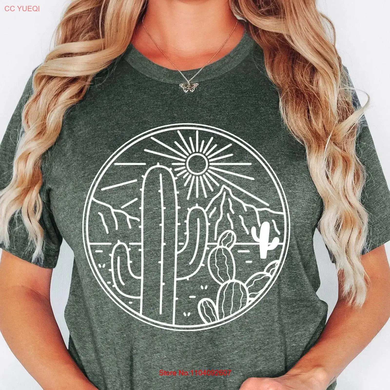 Women'S Fashion Wild West - Camiseta Feminina Deserto com Cactos e