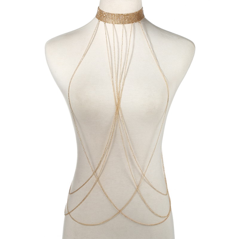 Women'S Fashion Harness - Corrente de corpo cor dourada feminina