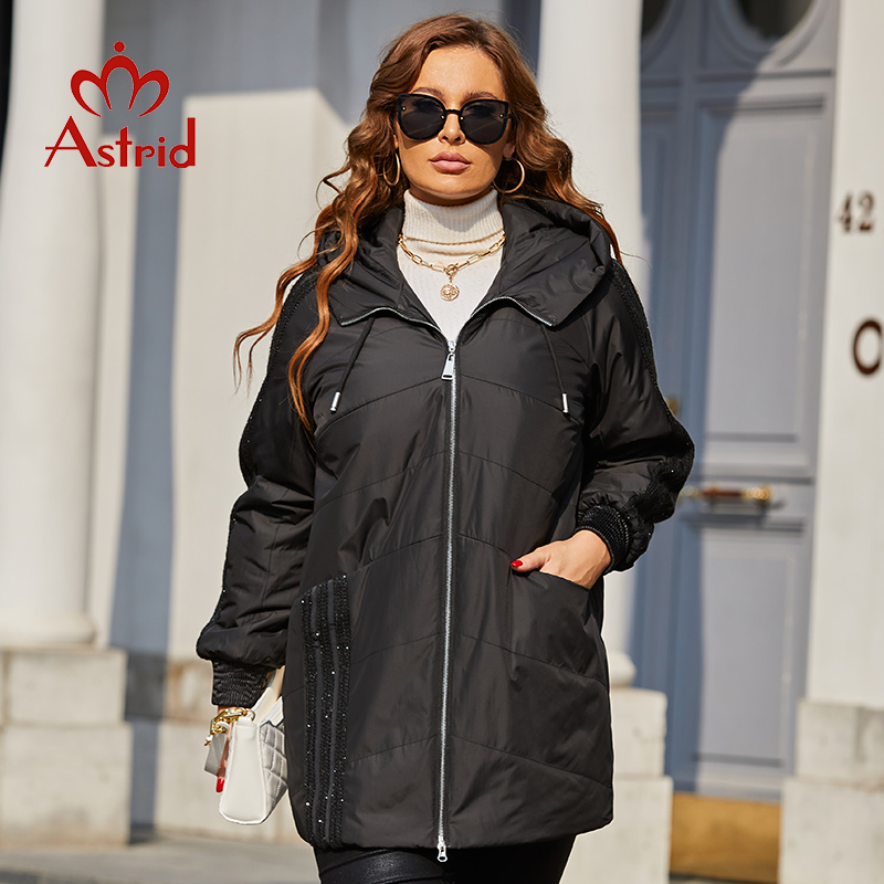 Women'S Fashion Long Coat - Astrid-Parkas com capuz feminino, casacos acolchoados