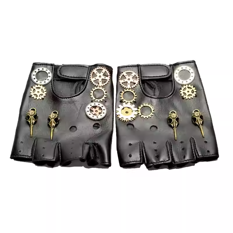 Women Fashion Gloves - Steampunk couro do plutônio sem dedos