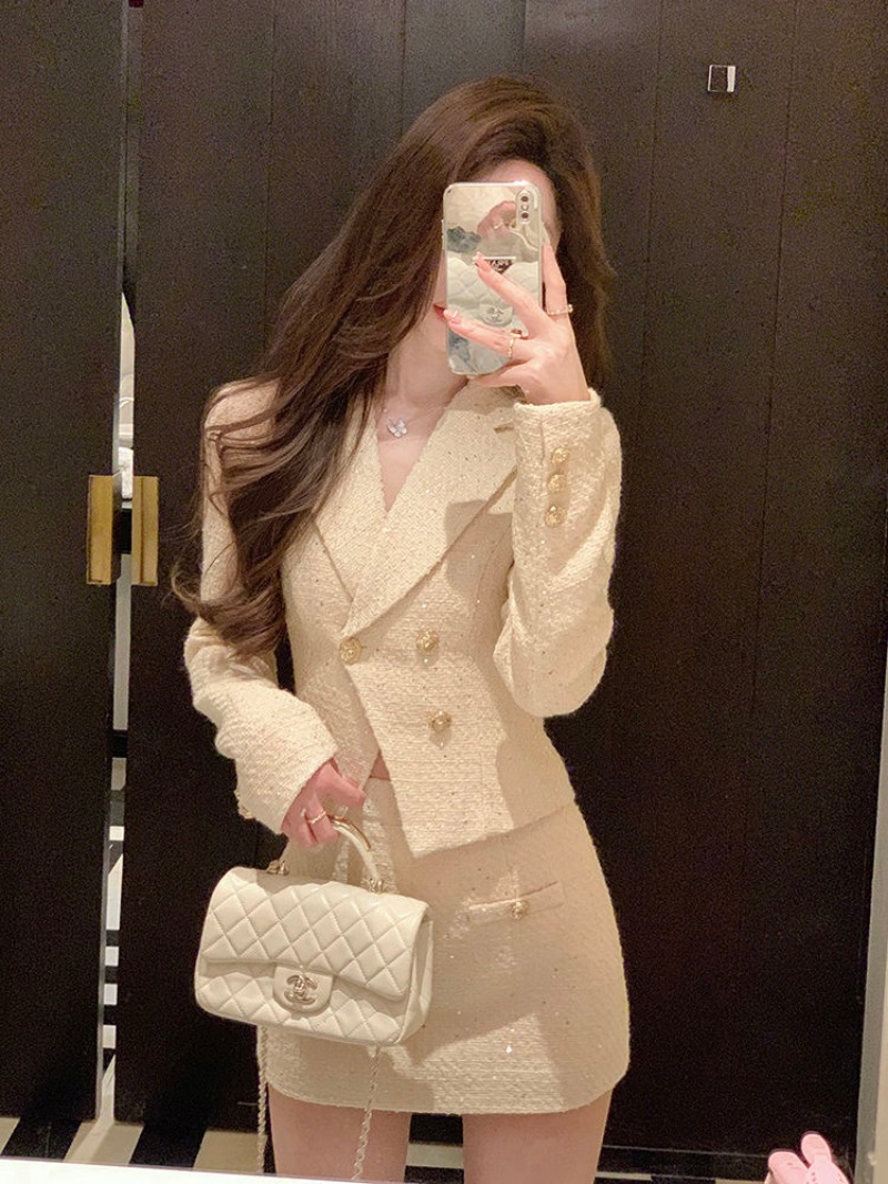 Women'S Fashion Long Coat - Nova pequena fragrância moda magro terno