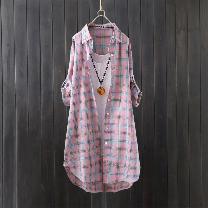 Women'S Fashion Jackets - Camisa xadrez feminina de verão, longa,
