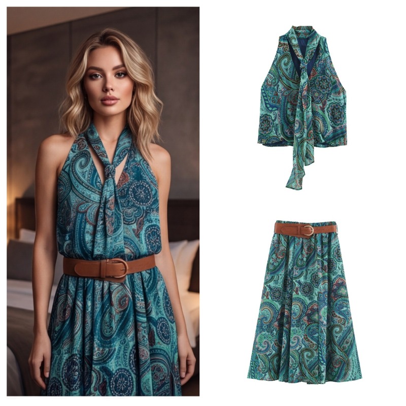 Belted Shirt Dress - Conjuntos de Duas Peças para Mulheres: