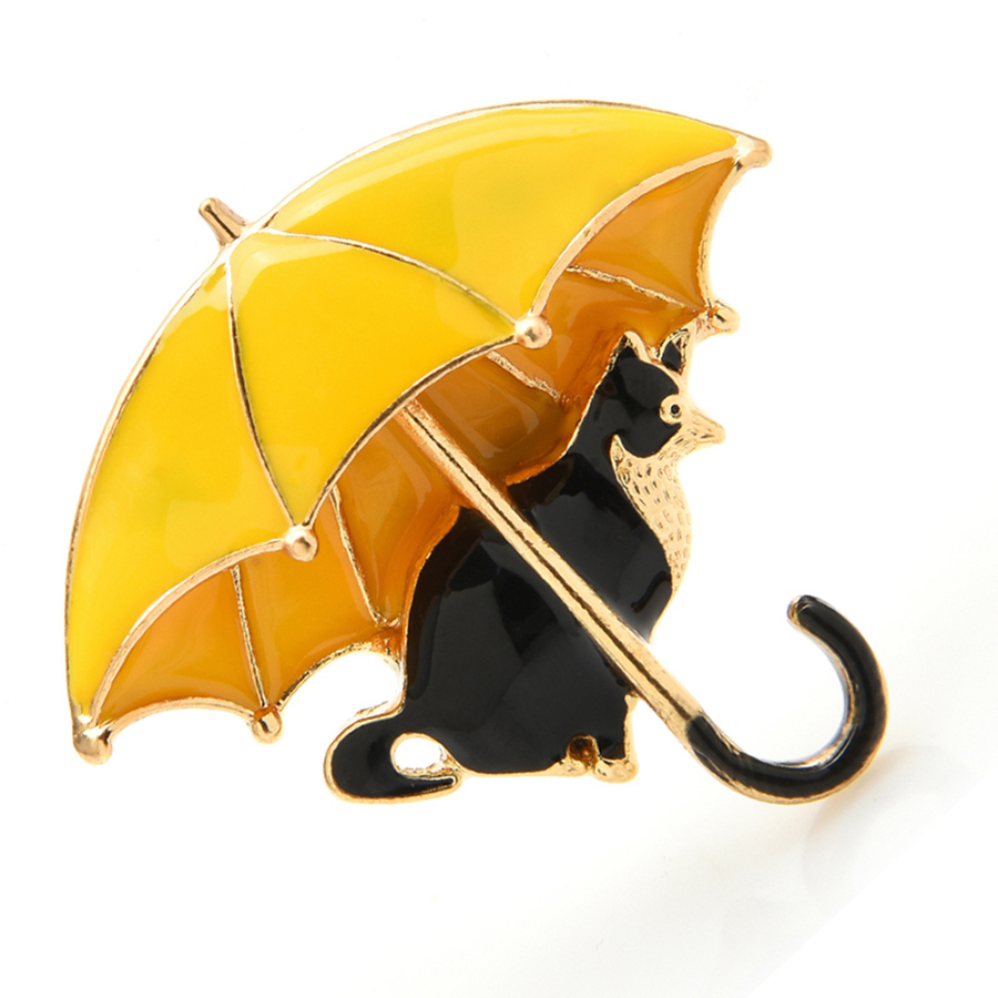 Women'S Fashion Umbrella - Gato bonito sob o guarda-chuva broches