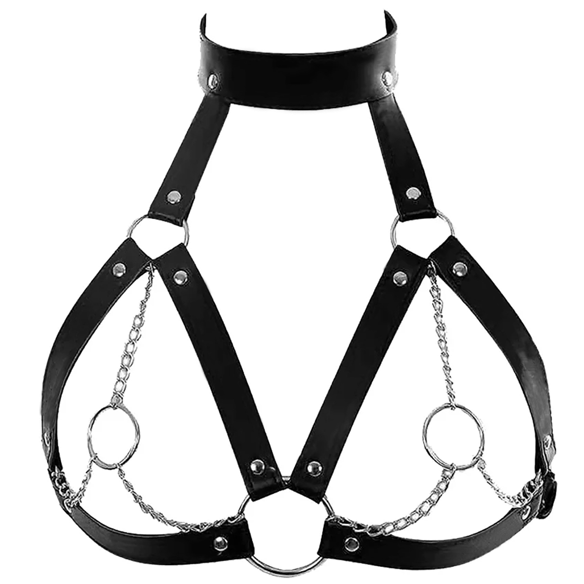 Women'S Fashion Harness - Gothic Fetish Couro Suspensórios para Mulheres,