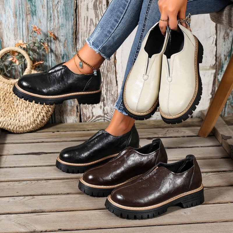 Women'S Fashion Walking Shoes - Sapatos Femininos Estilo Britânico Retrô para