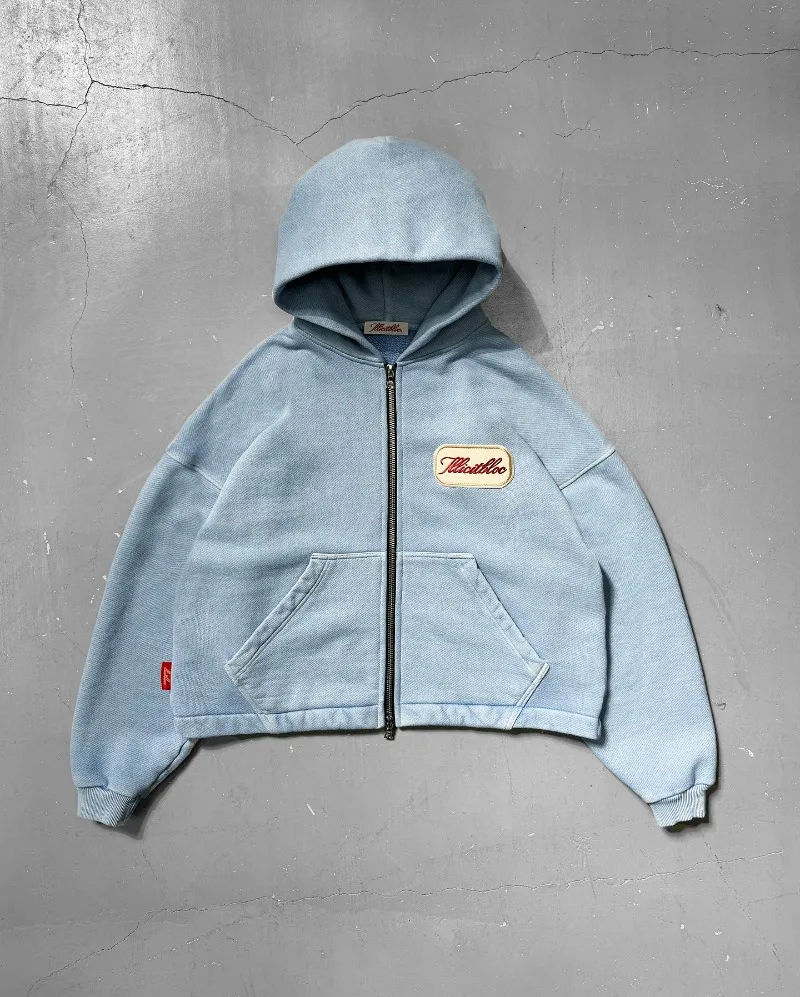 Women'S Fashion Zip Up Hoodies - Y2k moda nova carta bordado remendo