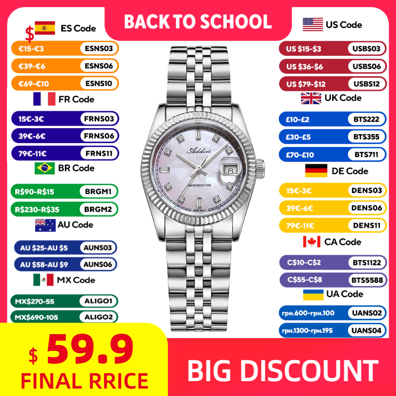 Fashion Women Watch - ADDIES 585 Relógios femininos de quartzo,