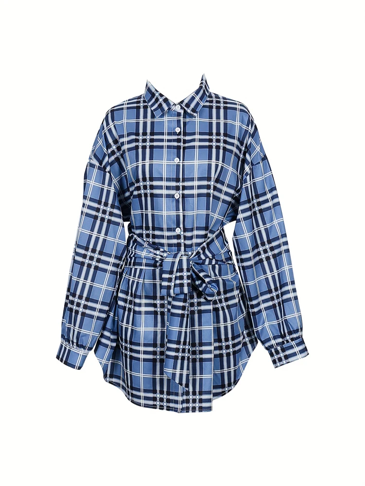 Belted Shirt Dress - Vestido Camisa Xadrez Feminino com Cintura
