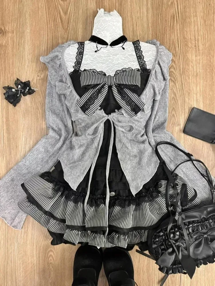 Corset Top Boned - Doce lolita vintage ternos feminino babados