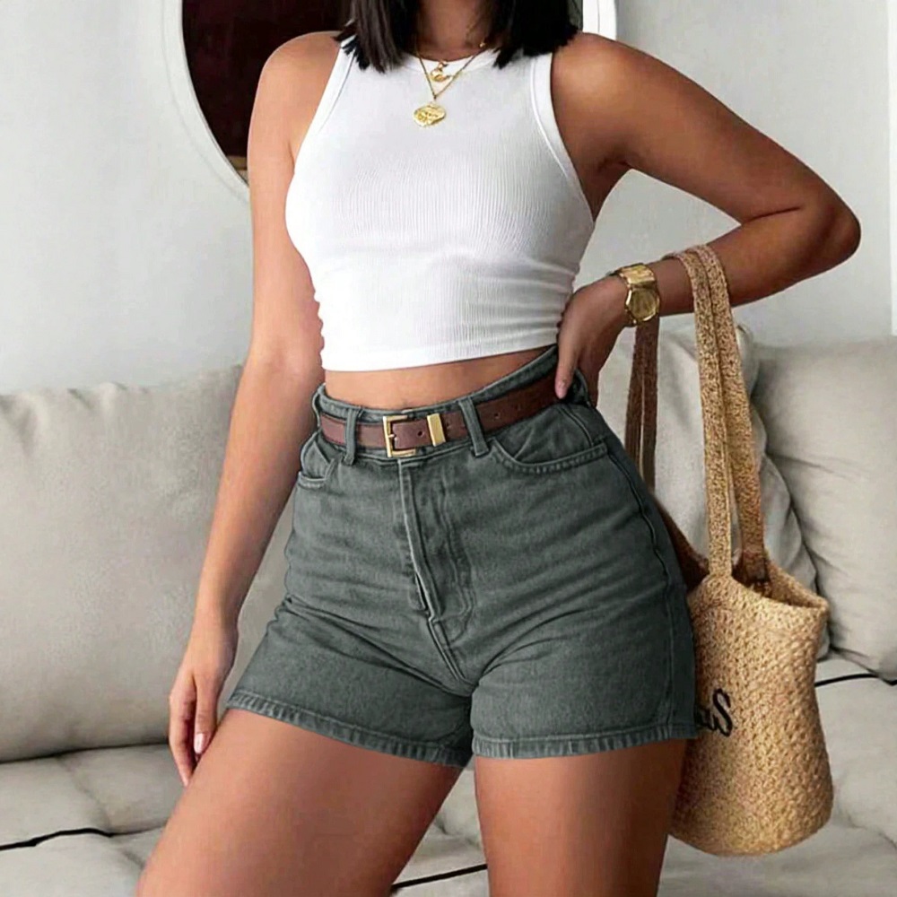 Shorts de Jeans Femininos de V - Women'S Fashion Trousers avaliação e preço