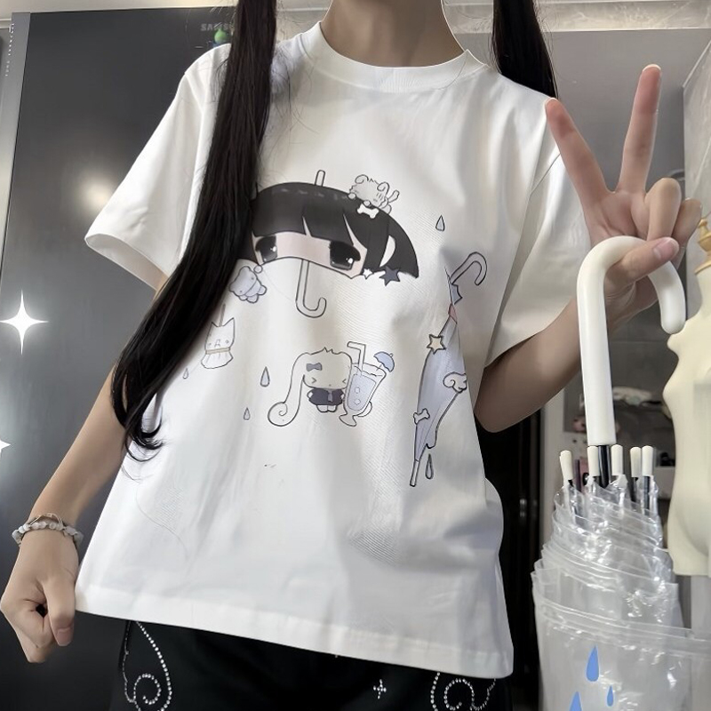 Camiseta feminina japonesa com - Women'S Fashion Umbrella avaliação e preço