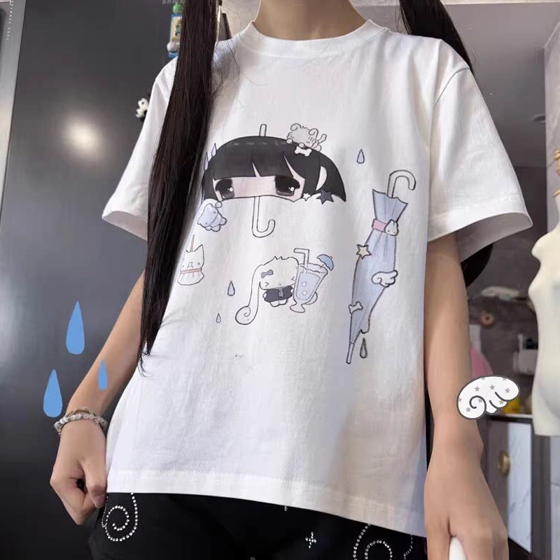 Camiseta feminina japonesa com - Women'S Fashion Umbrella avaliação e preço