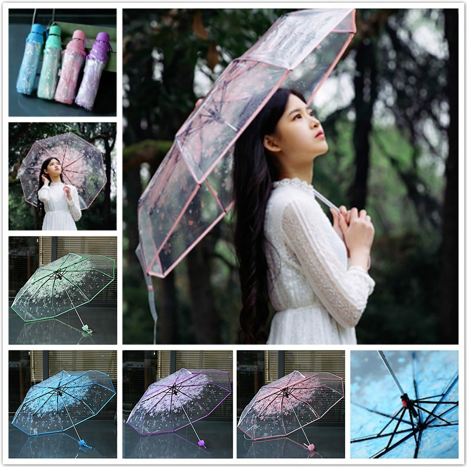 Guarda-chuva Transparente Dobr - Women'S Fashion Umbrella avaliação e preço