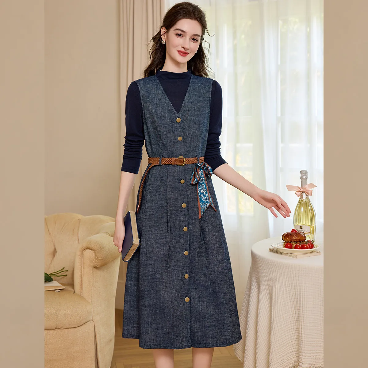 Conjunto de Top e Vestido com  - Belted Shirt Dress avaliação e preço