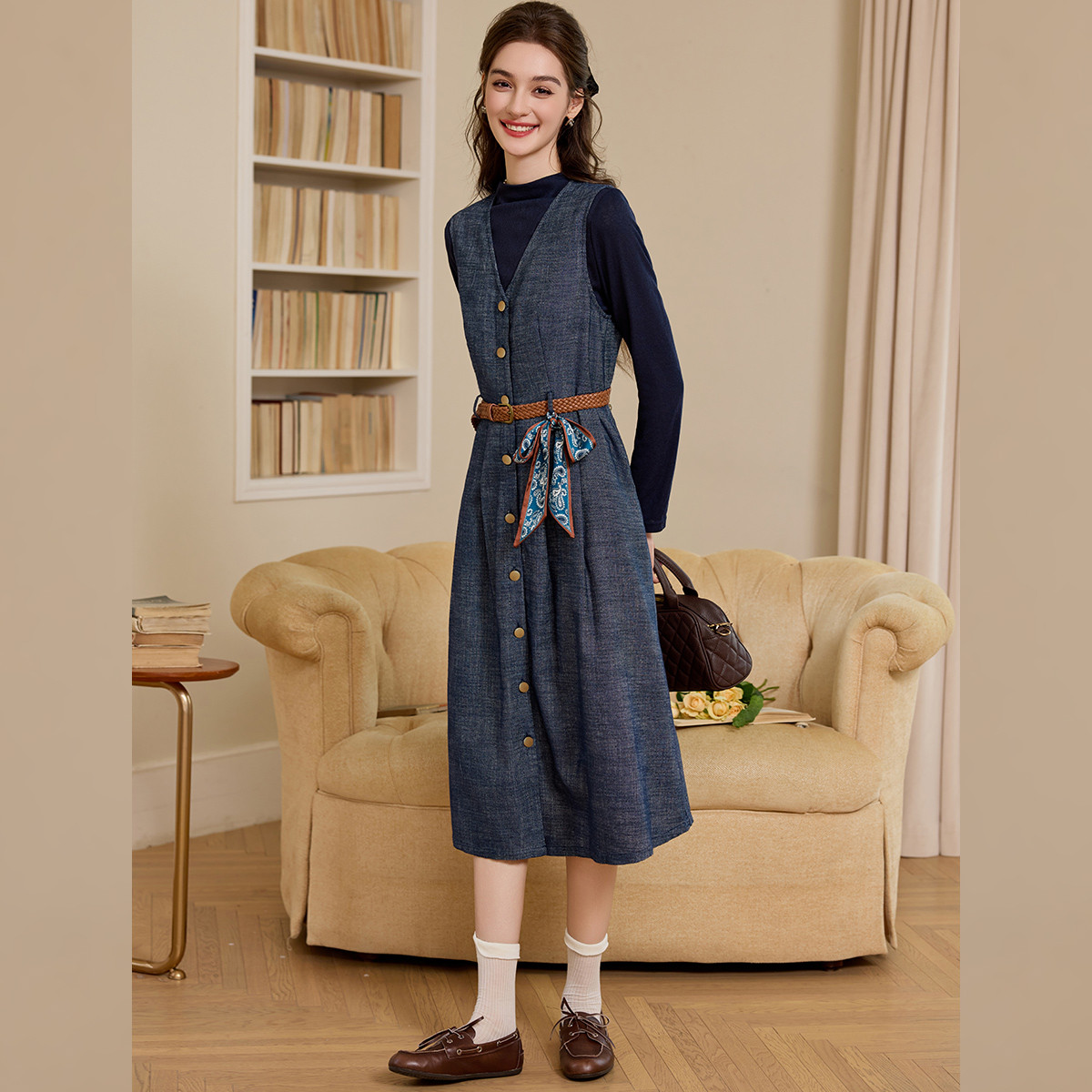 Conjunto de Top e Vestido com  - Belted Shirt Dress avaliação e preço