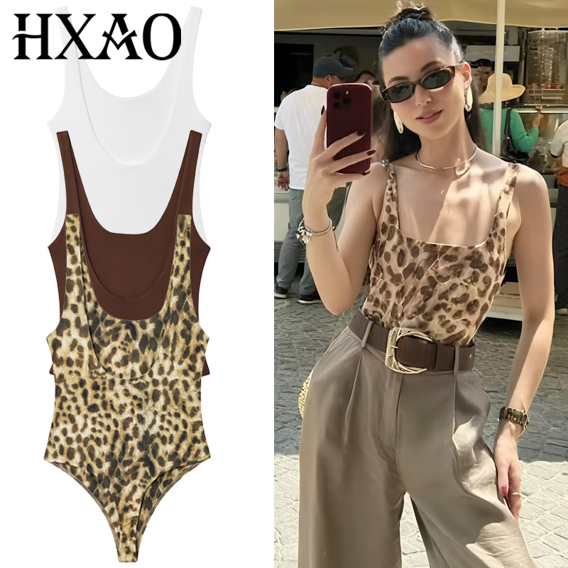 Hxao leopardo deslizamento bod - Corset Top Boned avaliação e preço