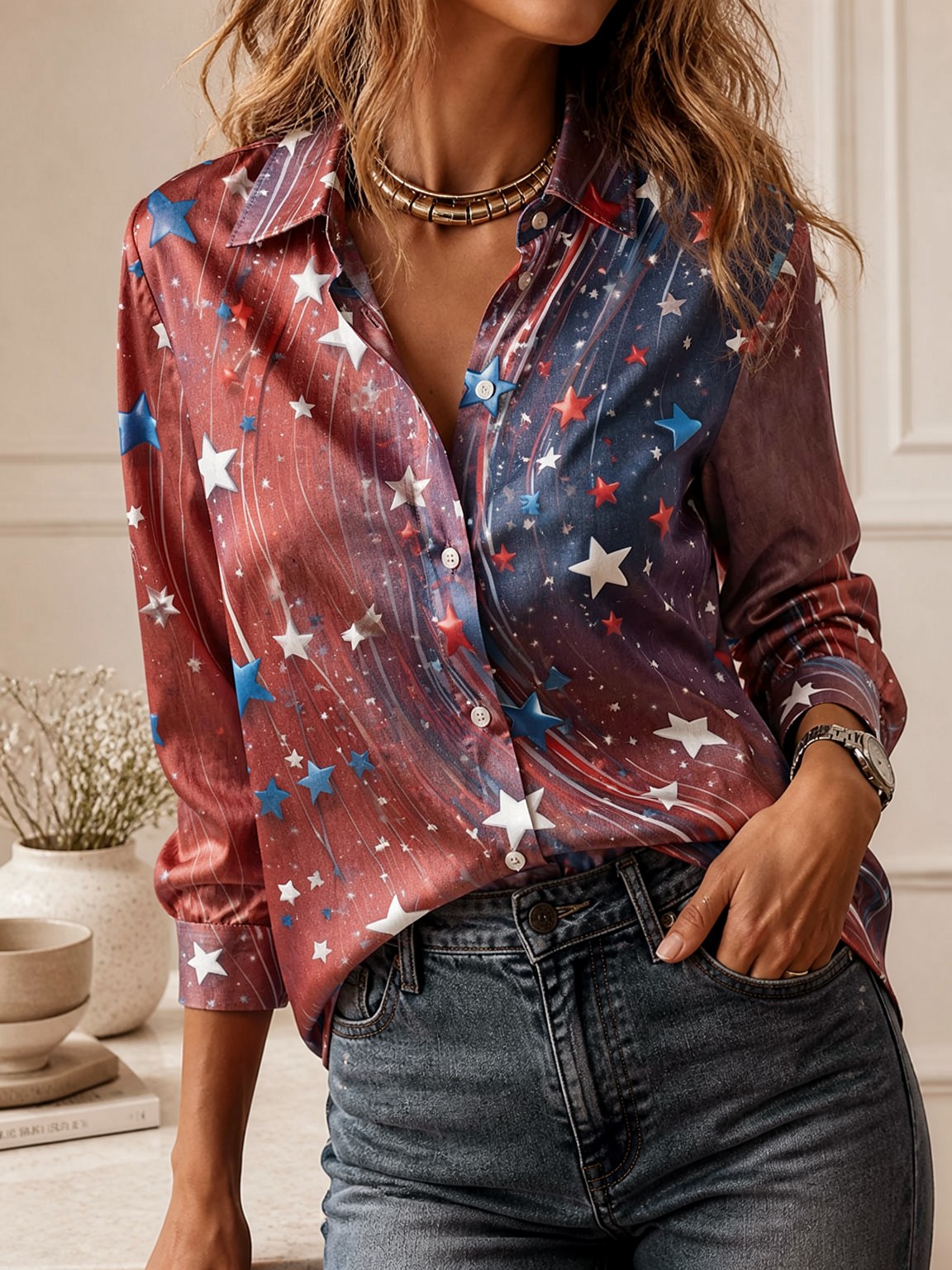 Blusa Elegante de Manga Longa  - Women'S Fashion Tops avaliação e preço