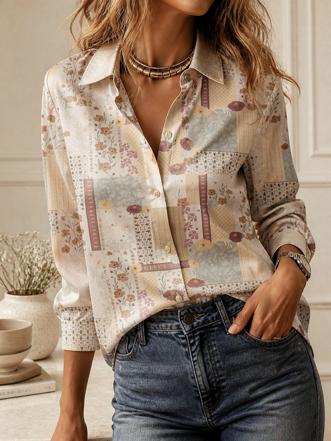 Blusa Elegante de Manga Longa  - Women'S Fashion Tops avaliação e preço