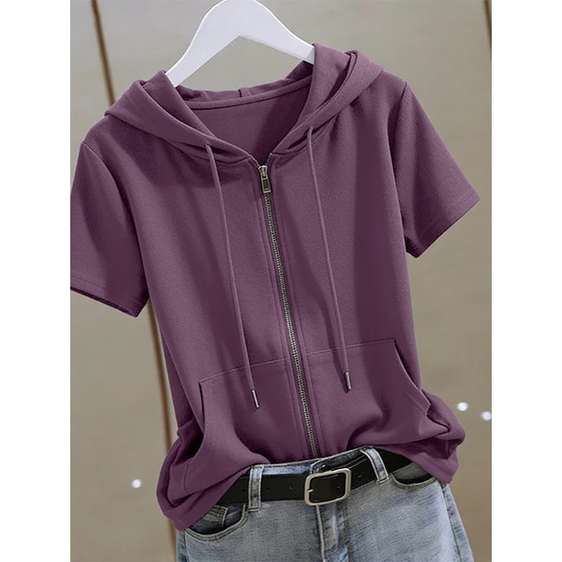 Moletom feminino de verão com  - Women'S Fashion Zip Up Hoodies avaliação e preço