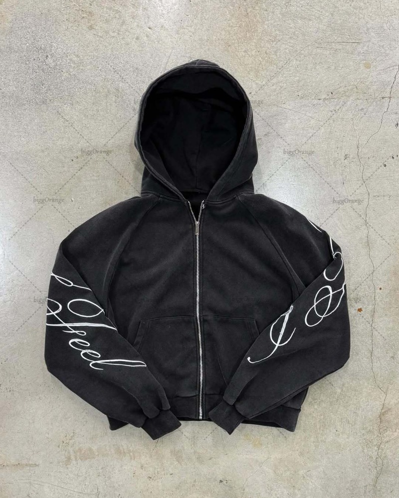 Y2k harajuku gótico carta impr - Women'S Fashion Zip Up Hoodies avaliação e preço