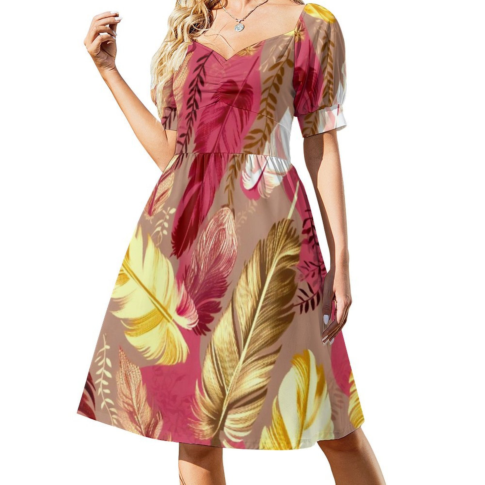 Penas-fúcsia verde oliva blush - Women Fashion Gown avaliação e preço
