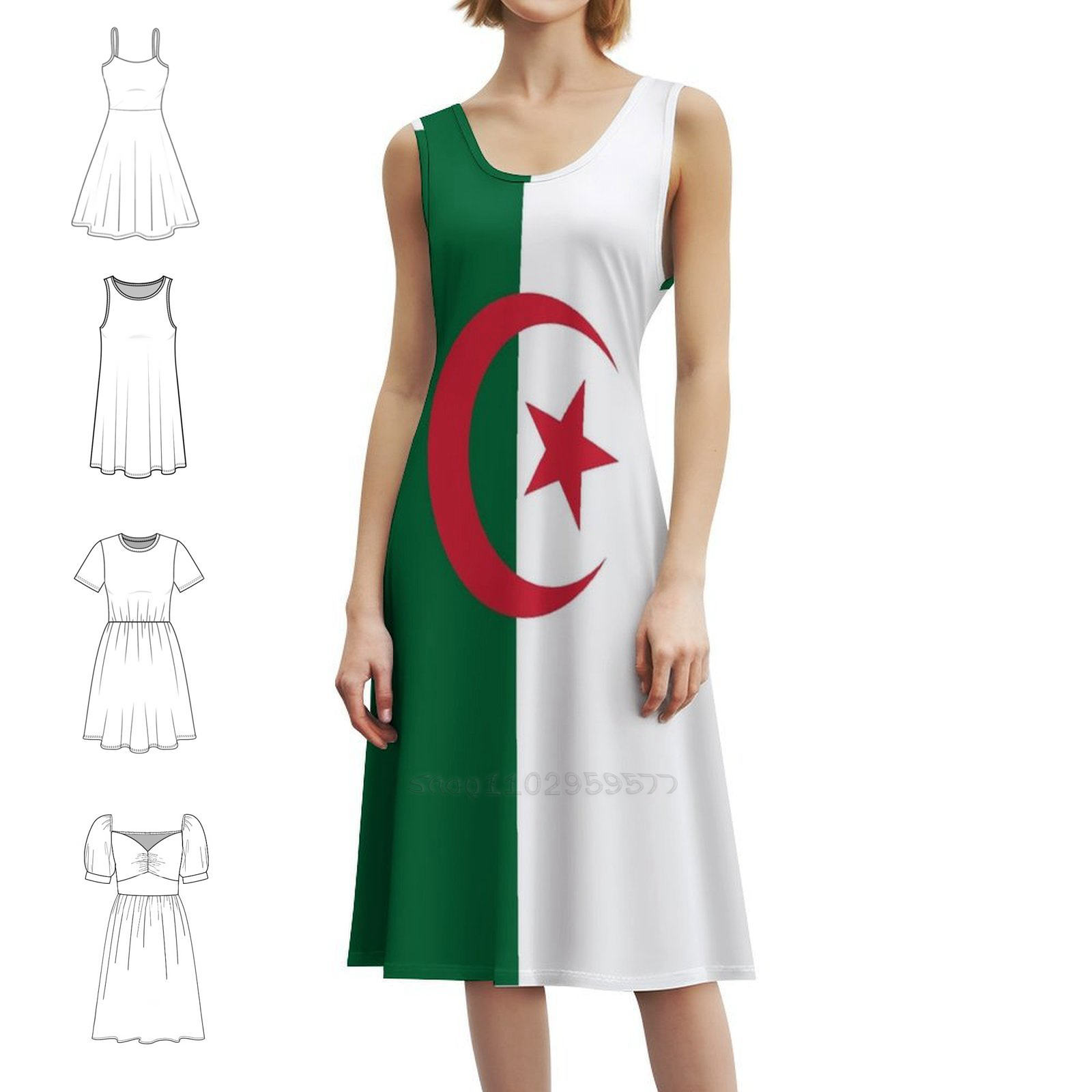 Algerian Flag Boho Chic Dress  - Women Fashion Gown avaliação e preço