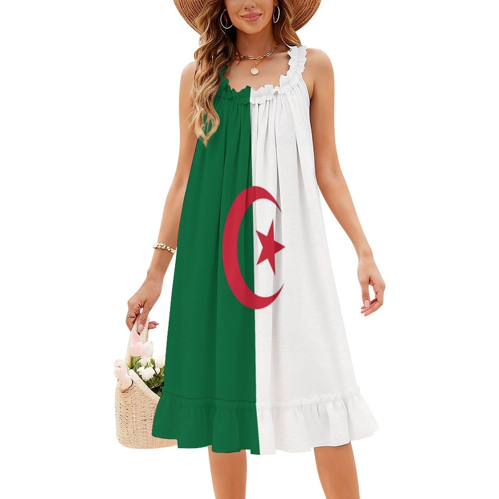 Algerian Flag Boho Chic Dress  - Women Fashion Gown avaliação e preço