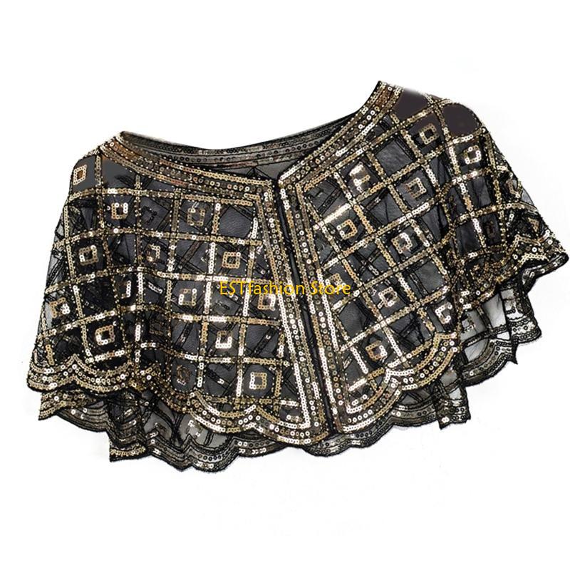 Y5GC Lenço xale detalhado com  - Women'S Fashion Roaring 20S avaliação e preço