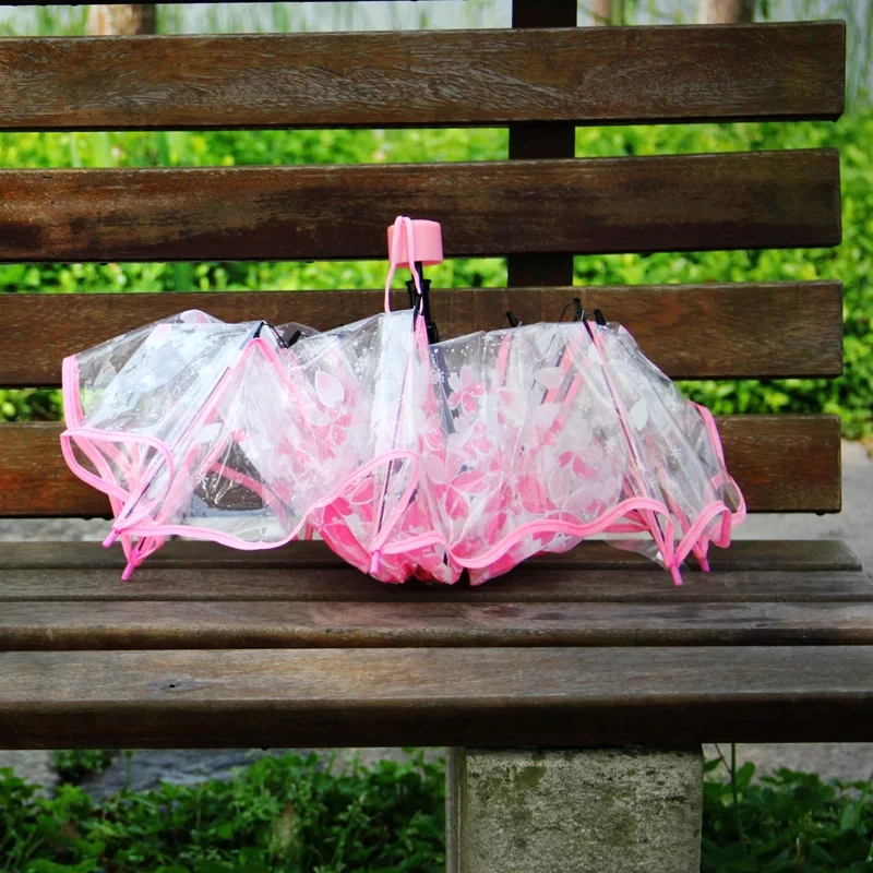 Moda engrossar pvc três dobras - Women'S Fashion Umbrella avaliação e preço