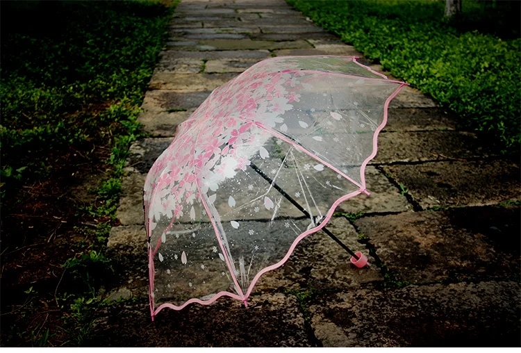 Moda engrossar pvc três dobras - Women'S Fashion Umbrella avaliação e preço