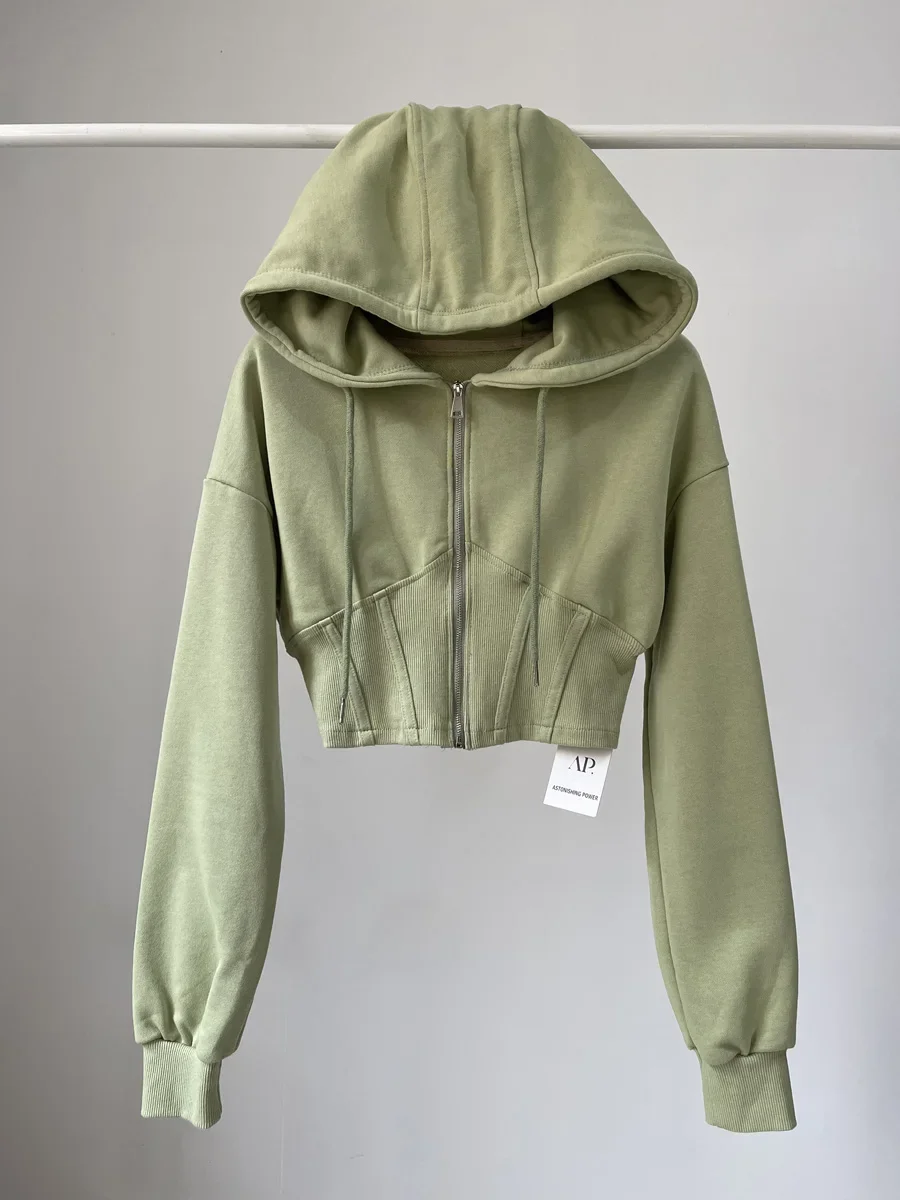 Tops de corte para mulheres, c - Women'S Fashion Zip Up Hoodies avaliação e preço