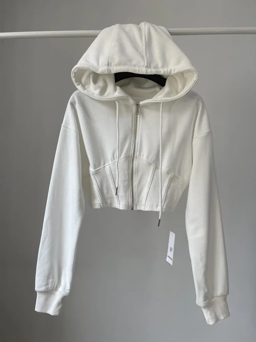 Tops de corte para mulheres, c - Women'S Fashion Zip Up Hoodies avaliação e preço
