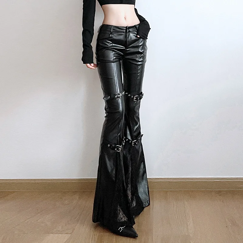 Calça feminina de couro PU, fi - Women'S Fashion Trousers avaliação e preço
