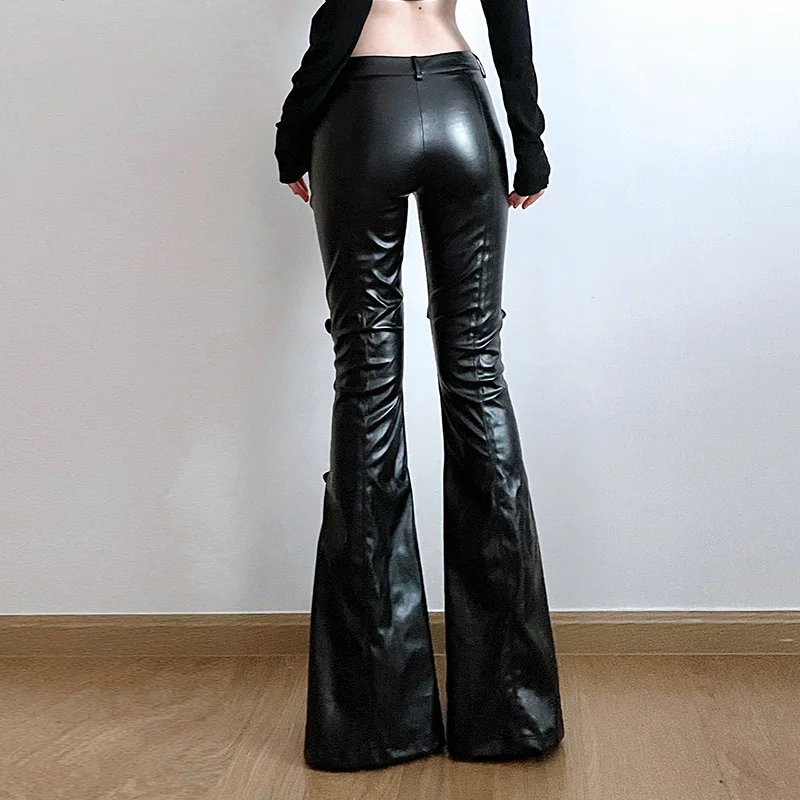 Calça feminina de couro PU, fi - Women'S Fashion Trousers avaliação e preço
