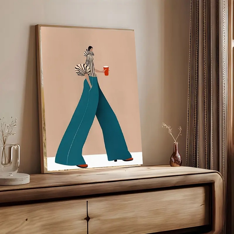 Moda azul calças mulher poster - Women'S Fashion Trousers avaliação e preço