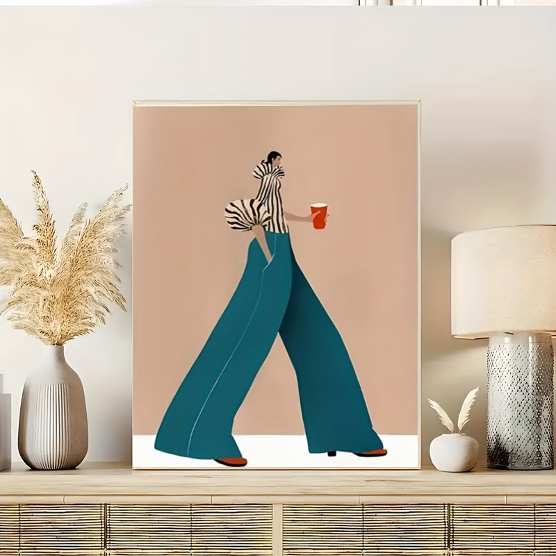 Moda azul calças mulher poster - Women'S Fashion Trousers avaliação e preço