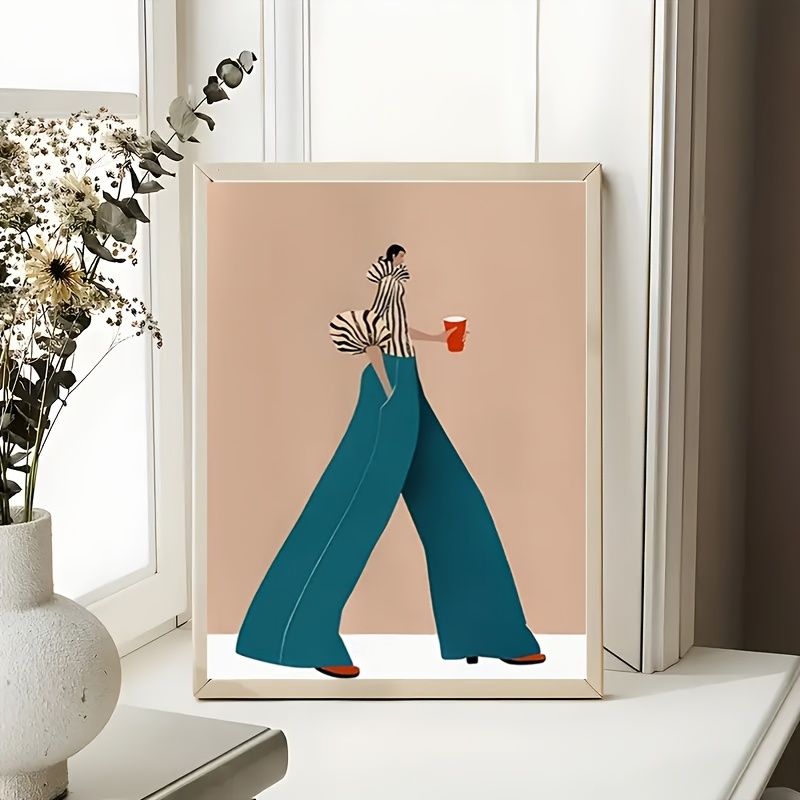 Moda azul calças mulher poster - Women'S Fashion Trousers avaliação e preço