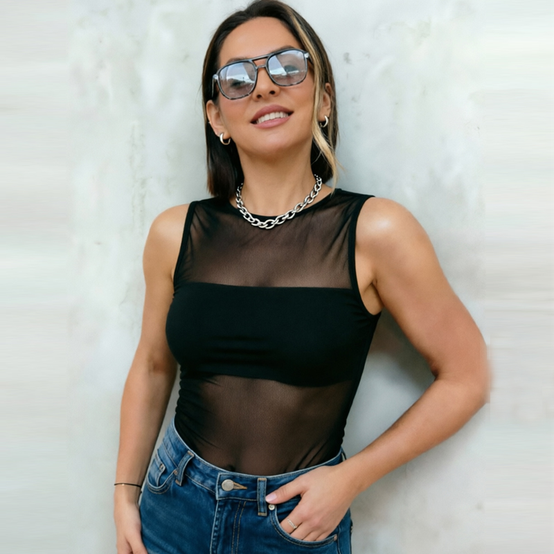 Body de Tule Preto para Mulher - Corset Top Boned avaliação e preço