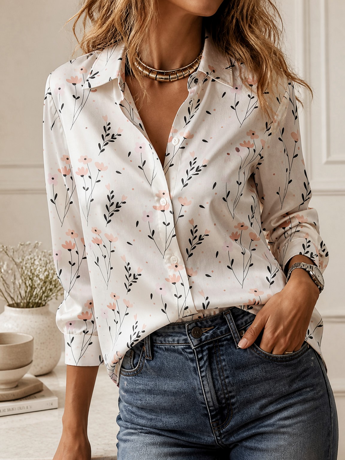 Camisa Minimalista de Manga Lo - Women'S Fashion Tops avaliação e preço