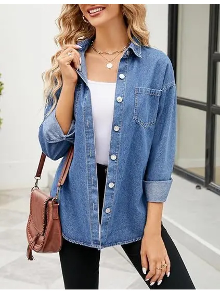 Novas Camisas de Jeans Lavadas - Women'S Fashion Jackets avaliação e preço